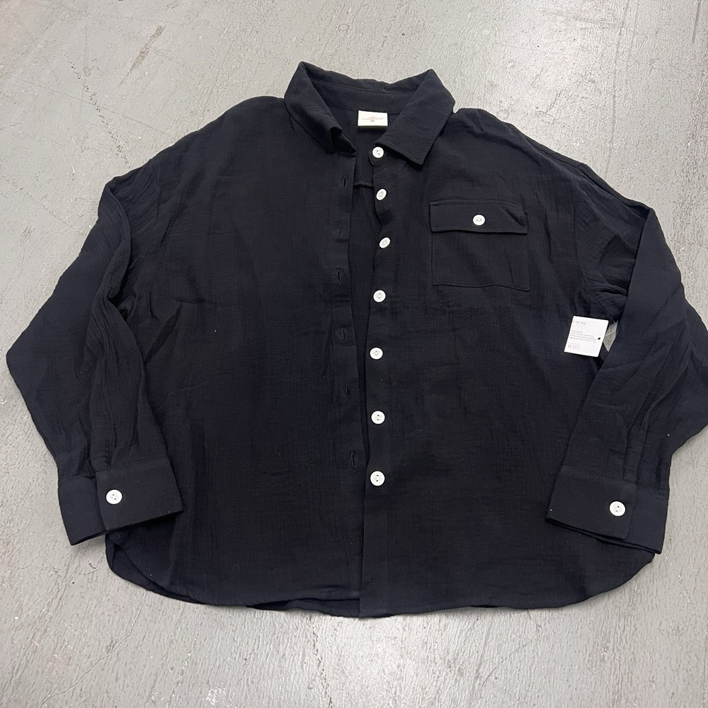 Club Social by Jadelynn Brooke Black Button Up Long Sleeve Shirt Size‎ Medium